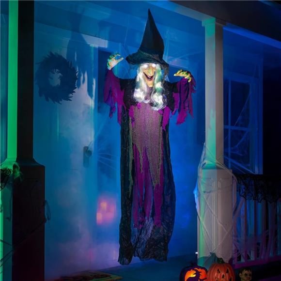 72” Hanging Witch Decoration with Light-up Eyes and Sound Activation - Picture 7 of 7